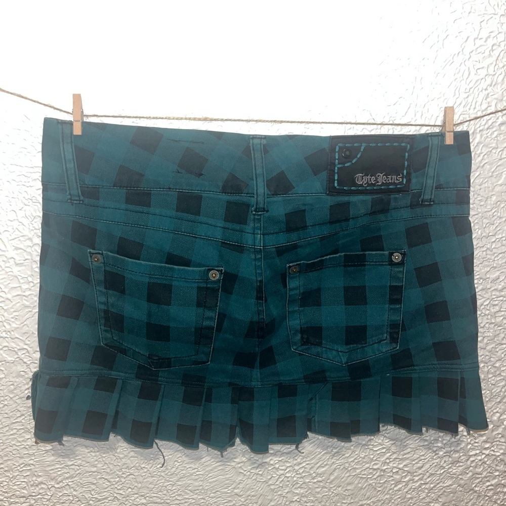 Tyte Jeans Teal and Black Plaid Mini Skirt - Picture 2 of 4